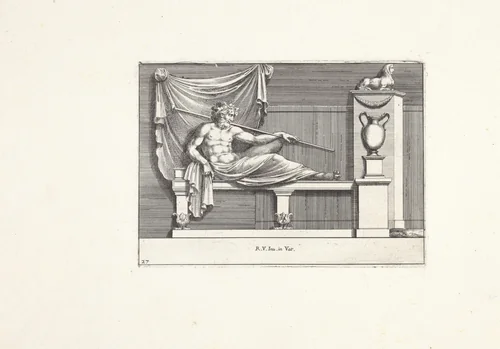 Liggende man by Pietro Sante Bartoli, print, 1645-1700