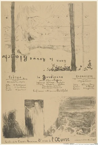 Program for Lisez La Revue blanche and Frères, La Gardienne, Créanciers by Édouard Vuillard, print, 1894