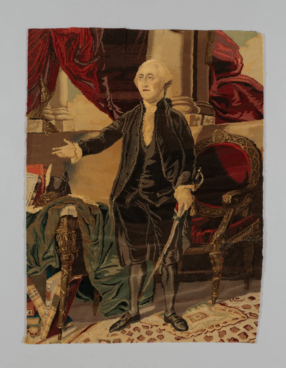 Portrait of George Washington by John Crossley & Sons, textile, 1850-1870