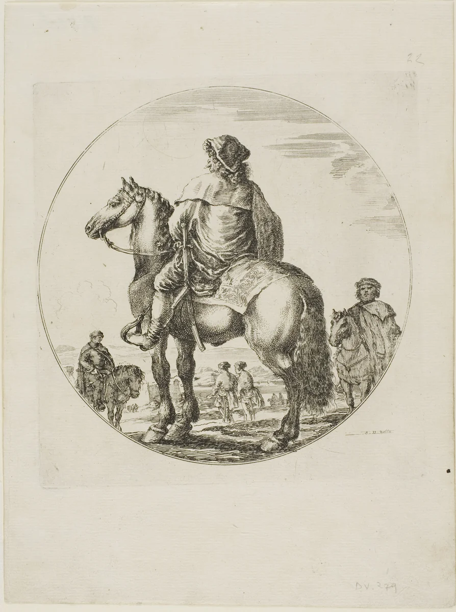 Hungarian Horseman by Stefano della Bella, print, 1646-1656