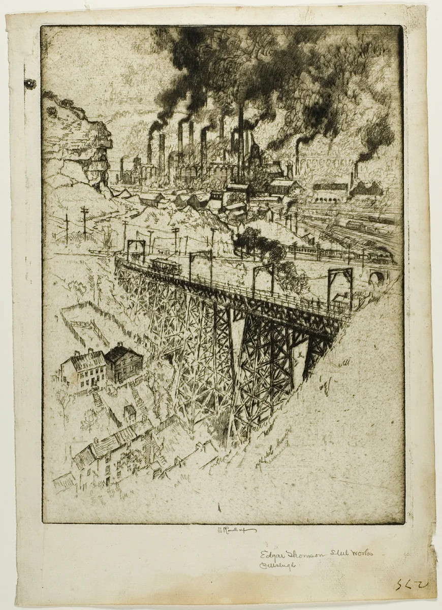 Edgar Thompson Works, Bessemer by Joseph Pennell, print, 1909
