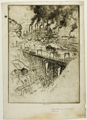 Edgar Thompson Works, Bessemer by Joseph Pennell, print, 1909