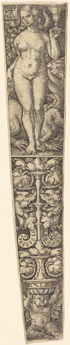 Dagger Sheath with the Whore of Babylon by Heinrich Aldegrever, print, 1502-1561