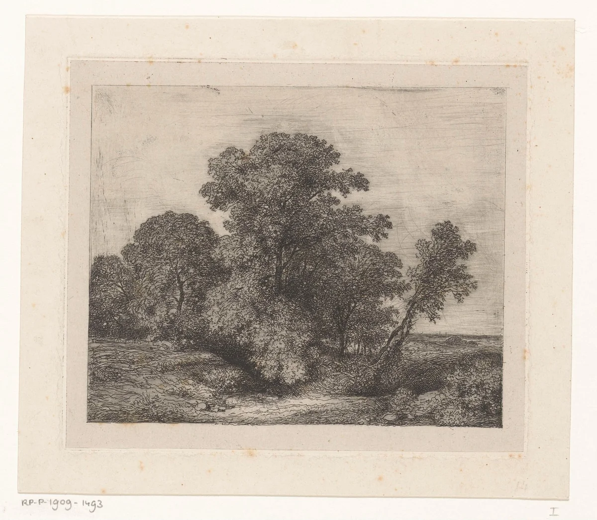 Boompartij op een vlakte by Jean Alexis Achard, print, 1817-1884