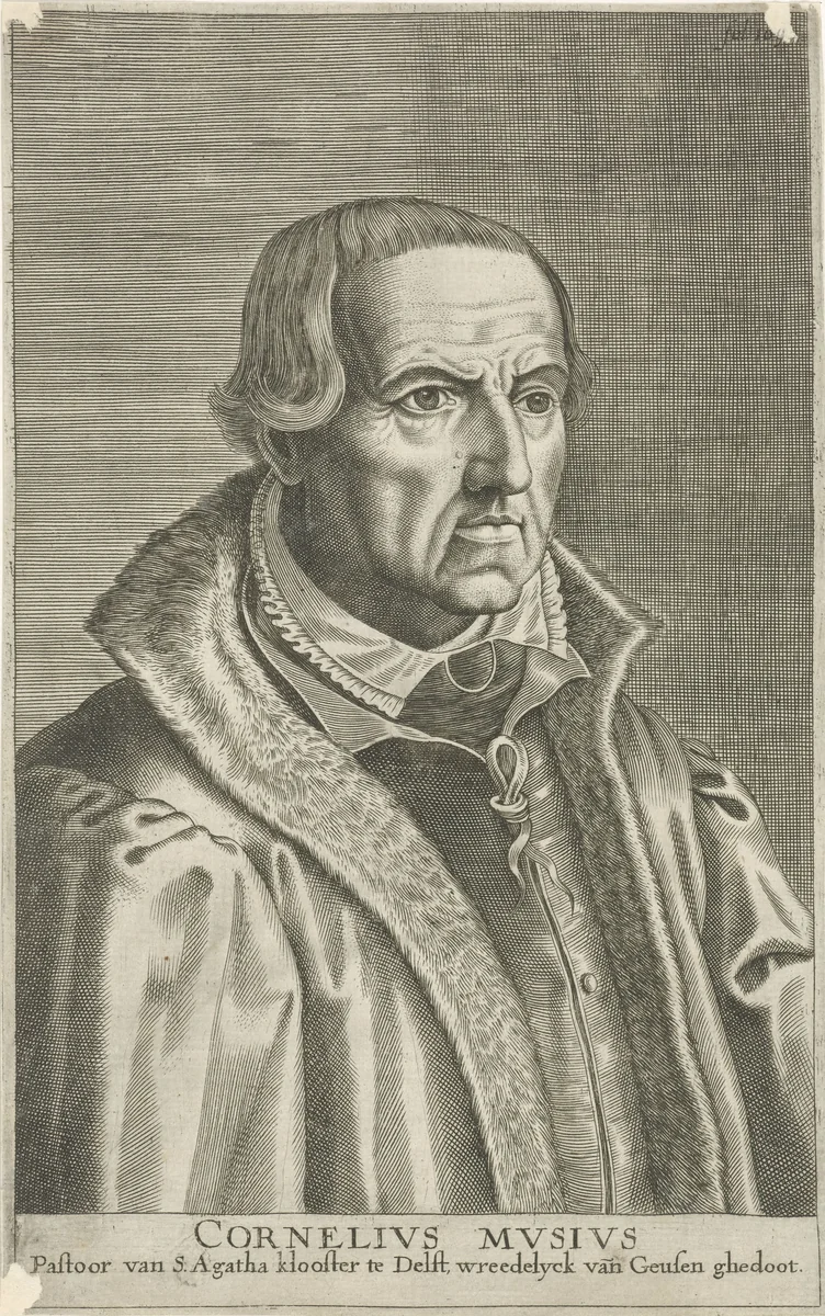 Portret van Cornelis Musius by Adriaen Lommelin, print, 1630-1677