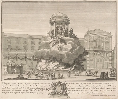 The Prima Macchina for the Chinea of 1732: The Council of the Gods by Giovanni Battista Sintes; Nicola Michetti, print, 1732