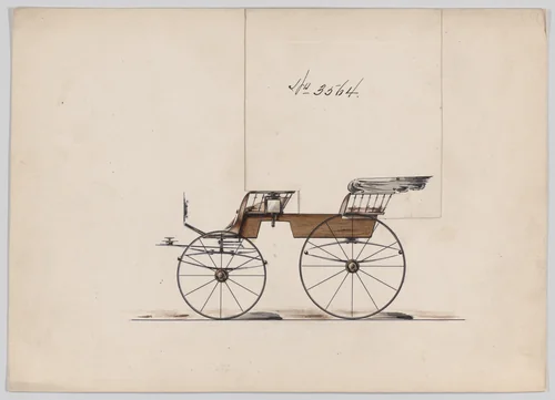 Design for 2 seat Phaeton, no. 3564 by Brewster & Co., drawing, 1875-1885