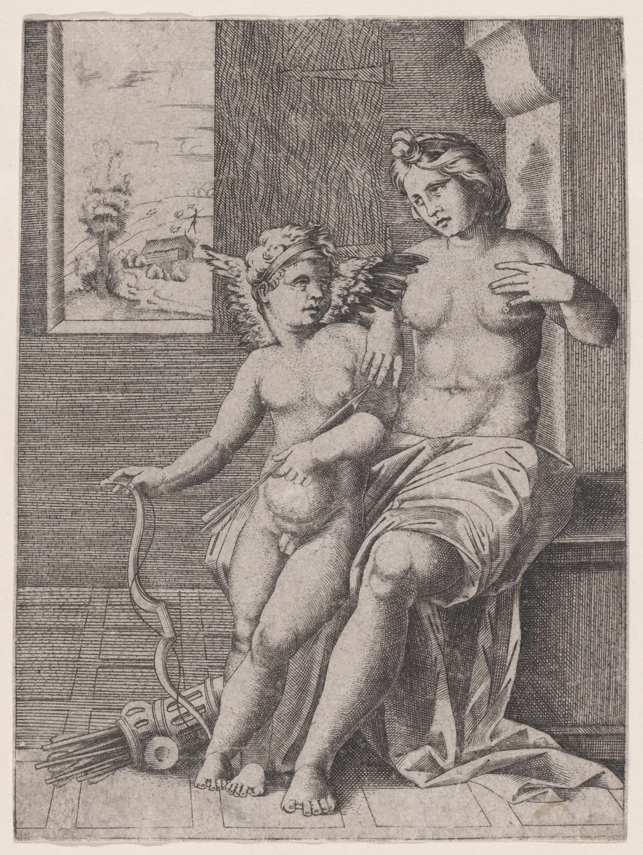 Venus and Eros by anonymous, print, 1514-1536
