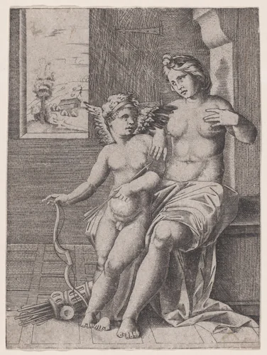 Venus and Eros by anonymous, print, 1514-1536