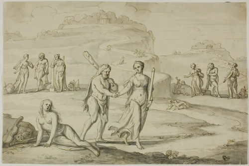 The Choice of Hercules by Unknown Artist, drawing, 1600-1699