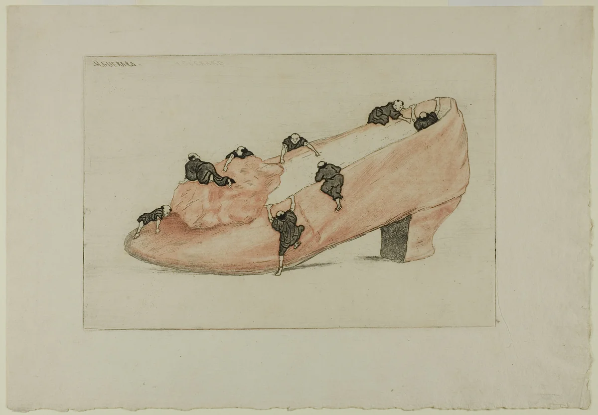 The Assault of the Shoe by Henri Charles Guérard, print, 1888