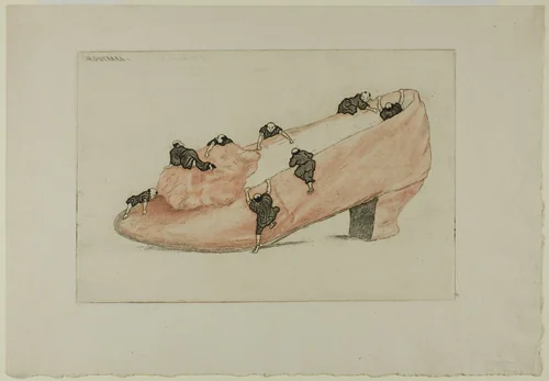The Assault of the Shoe by Henri Charles Guérard, print, 1888