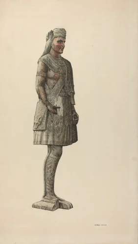 Cigar Store Indian "Trapper" by Stanley Mazur, index of american design, 1937