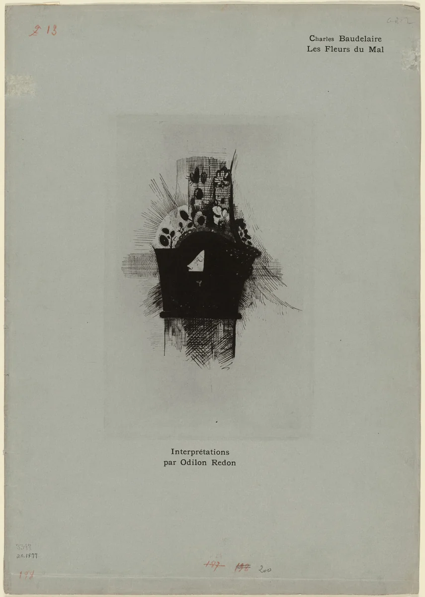 Cover/Frontispiece for Les Fleurs du Mal, plate 1 of 9 by Odilon Redon, print, 1890