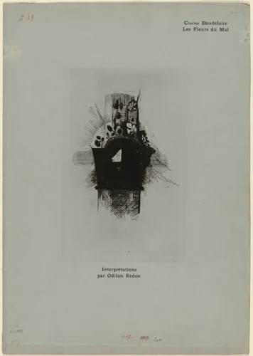 Cover/Frontispiece for Les Fleurs du Mal, plate 1 of 9 by Odilon Redon, print, 1890