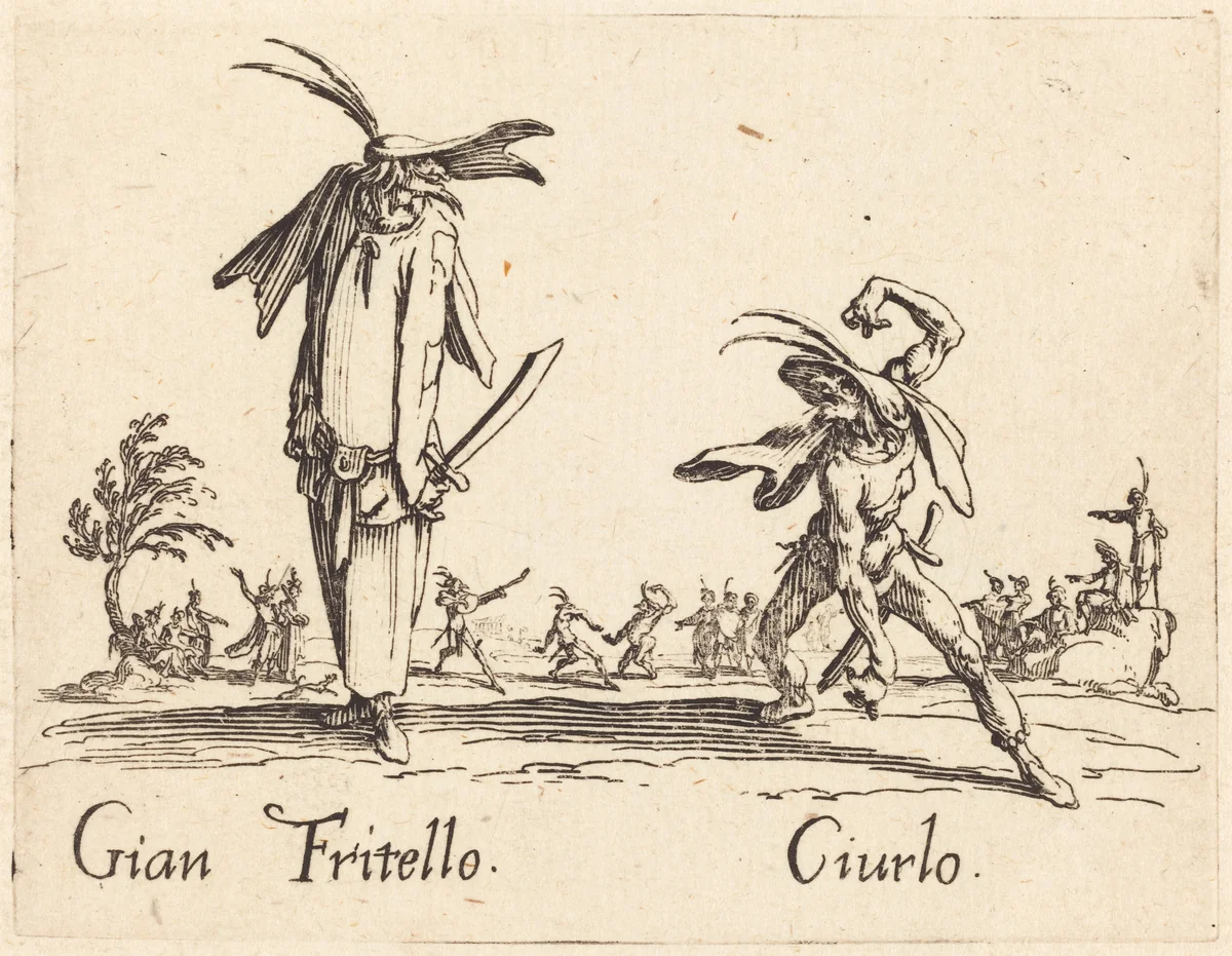 Gian Fritello and Ciurlo by Jacques Callot, print, 1622