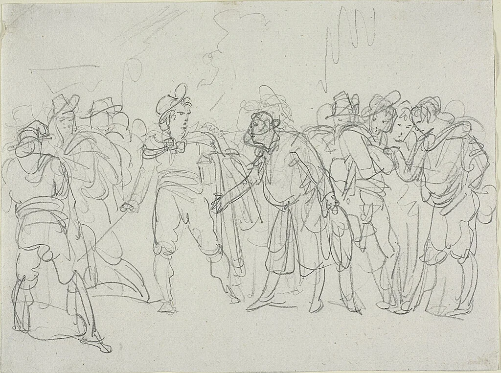 Study for Meo Patacca by Bartolomeo Pinelli, drawing, 1801-1823