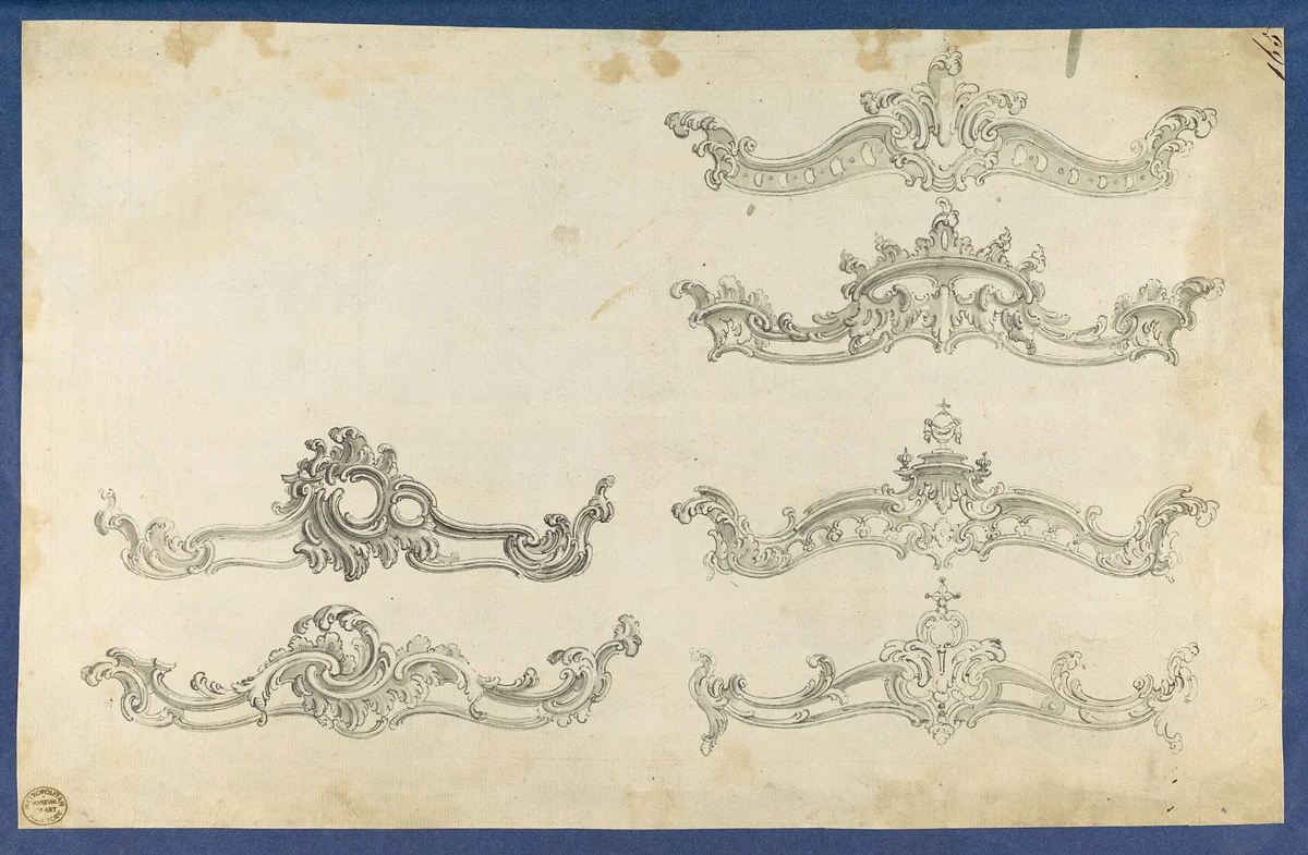 Cornices, in Chippendale Drawings, Vol. I by Thomas Chippendale, drawing, 1748-1758