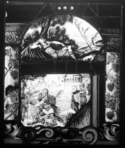 Samson slaying the Lion; Jacob's Ladder by Jos Murer, other, 1500-1599