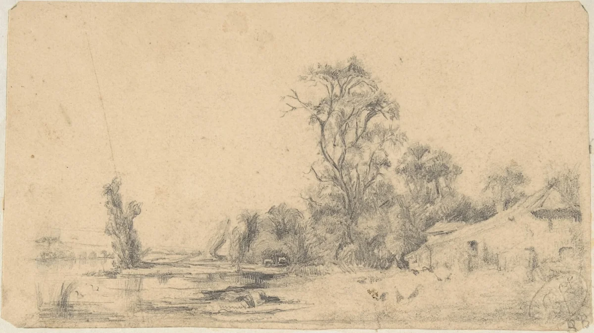 Banks of the Seine by Rodolphe Bresdin, drawing, 1822-1885