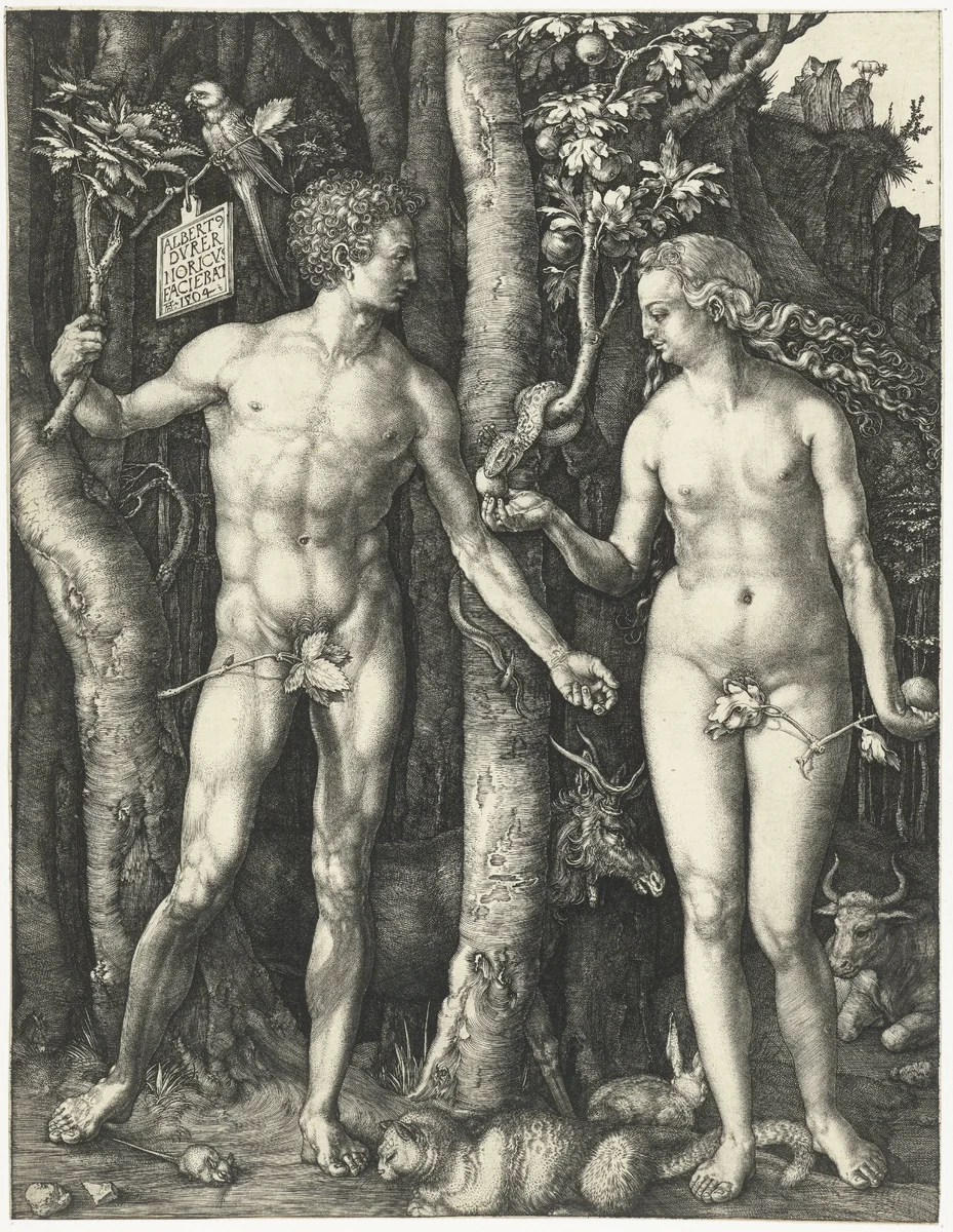 Adam en Eva by Unknown, print, 1504