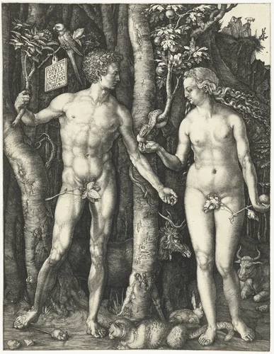 Adam en Eva by Unknown, print, 1504