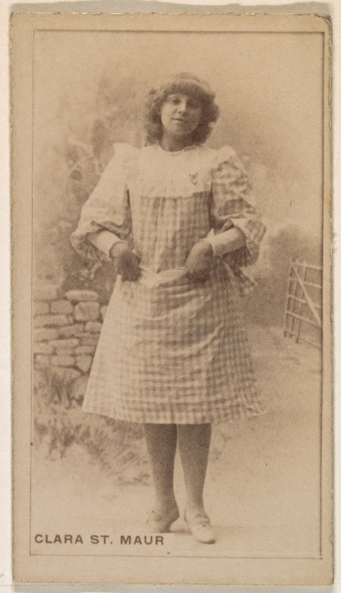 Clara St. Maur, from the Actresses series (N245) issued by Kinney Brothers to promote Sweet Caporal Cigarettes by Kinney Brothers Tobacco Company, photograph, 1890