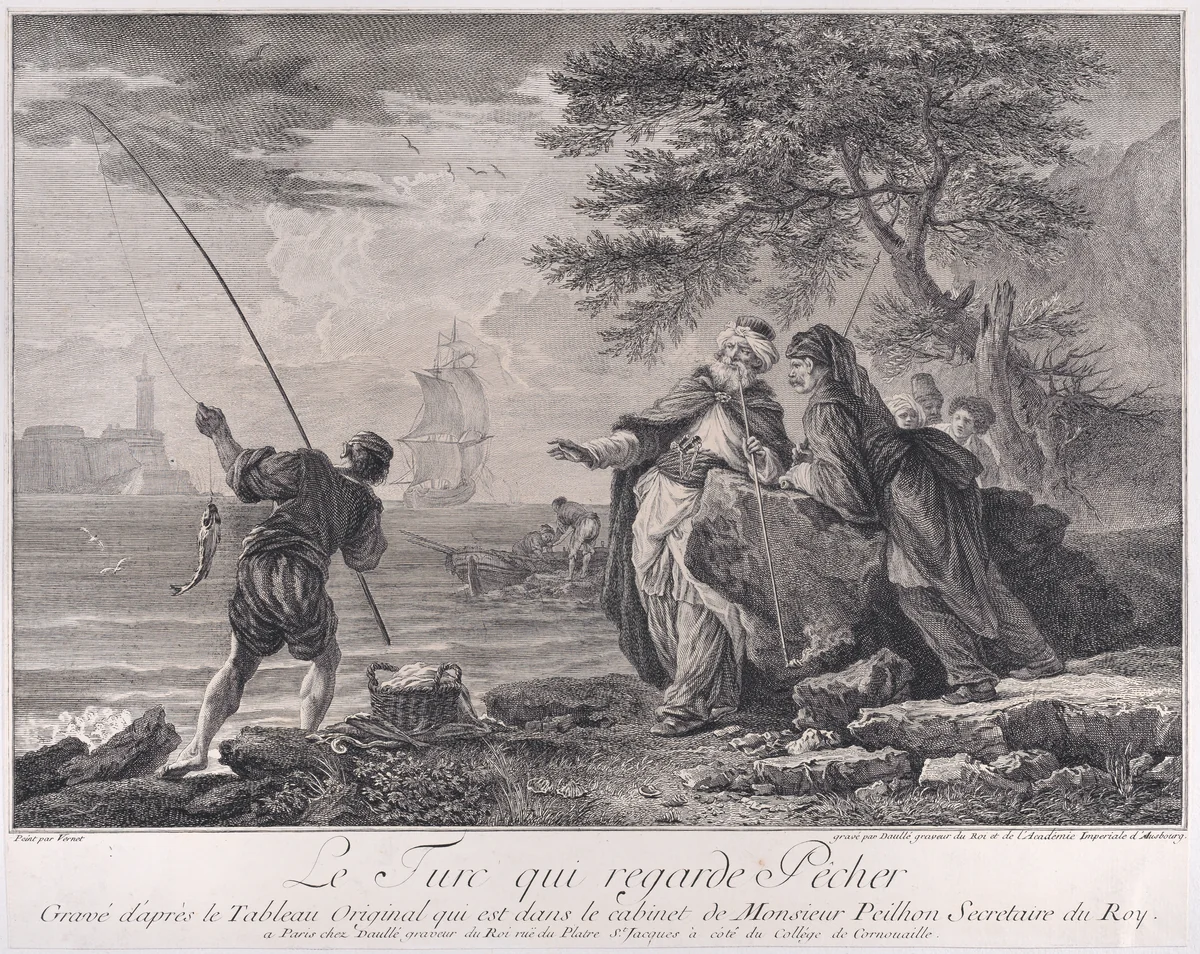 The Turc Who Watches Fishing by Joseph Vernet, print, 1715-1765