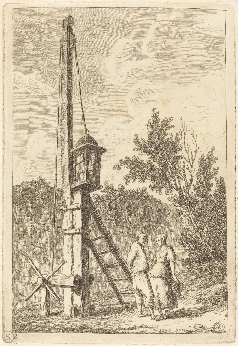 The Post by Hubert Robert, print, 1763-1764