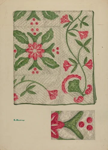 Quilt by Katherine Hastings, index of american design, 1939
