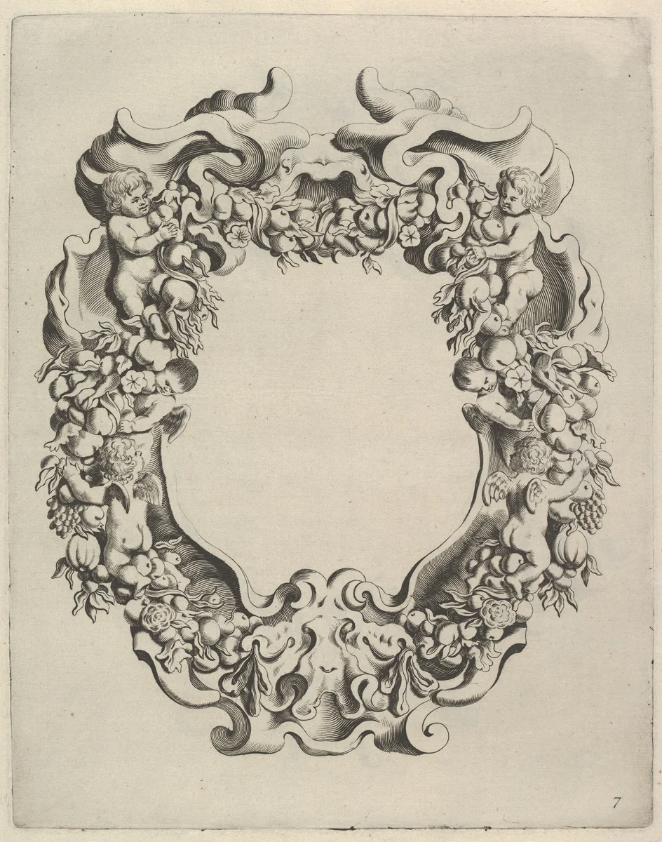 Plate 7 from "Veelderhande Niewe Compartimente" by Michiel Mosyn, book, 1650-1674