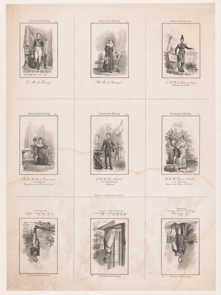 Kleding van het Nederlandse koningshuis by anonymous, print, 1827-1907