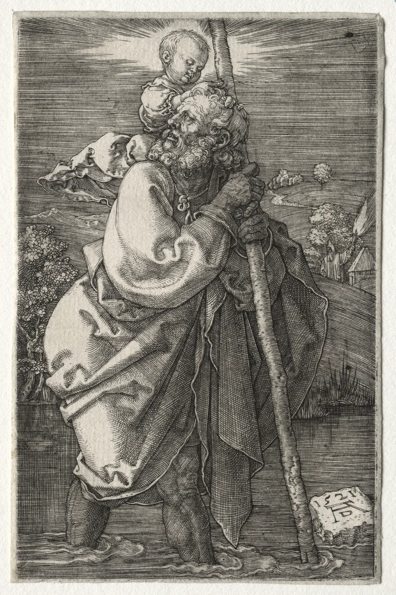 St. Christopher, Facing to the Left by Albrecht Dürer, print, 1521