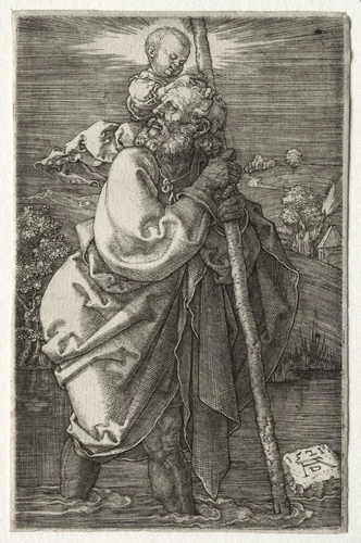 St. Christopher, Facing to the Left by Albrecht Dürer, print, 1521