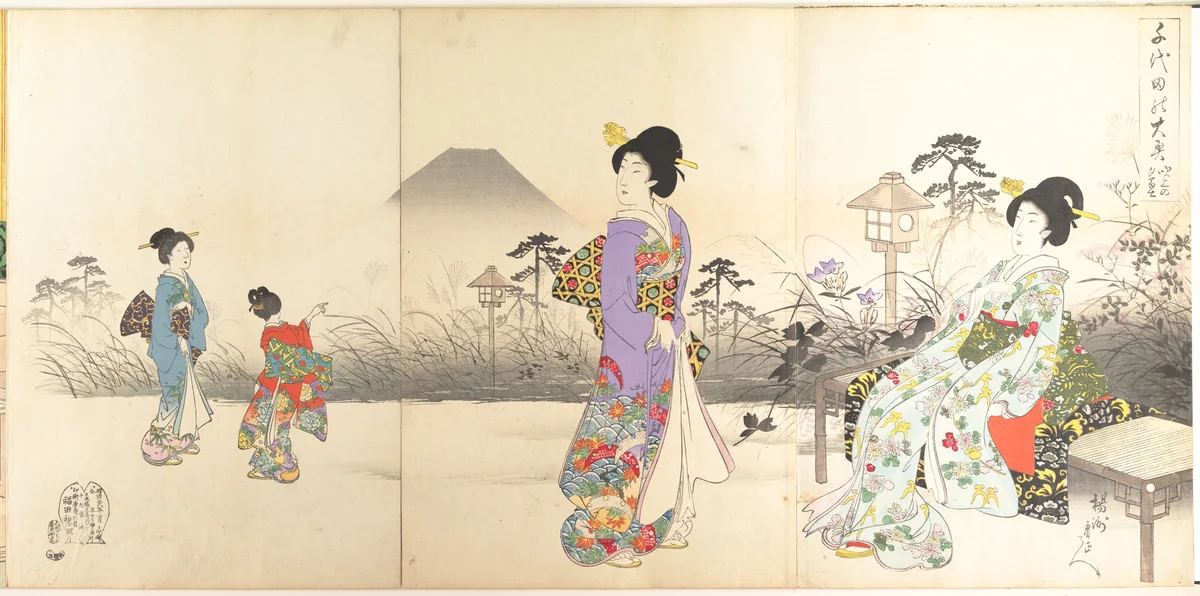 Chiyoda Castle (Album of Women) by Yōshū Chikanobu (楊洲周延), print, 1895