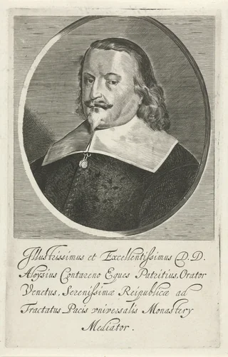 Portret van Aloysius Contareno by Pieter Holsteyn, print, 1648-1670