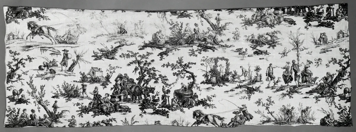 Les Plaisirs des Quatre Saisons (Pleasures of the Four Seasons) (Furnishing Fabric) by Jean Baptiste Huet, textile, 1775-1795