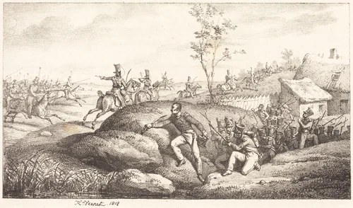 Infantry Ambush against the Cosacks by Horace Vernet, print, 1818