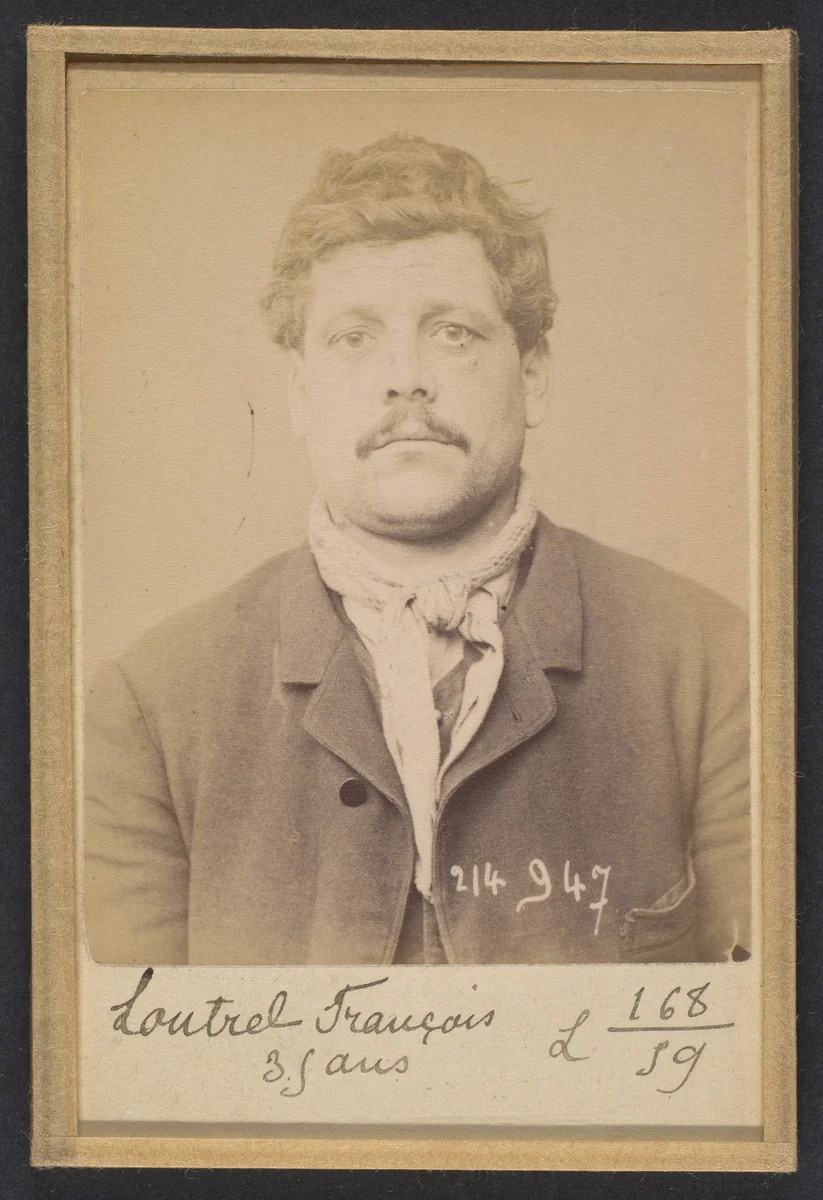 Loutrel. François. 37 ans, né à Paris XVlle. Journalier. Anarchiste. 1/3/94. by Alphonse Bertillon, photograph, 1894