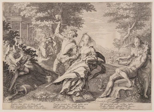 Foolish Virgins Revelling, from Parable of the Wise and Foolish Virgins by Jan Saenredam, print, 1606