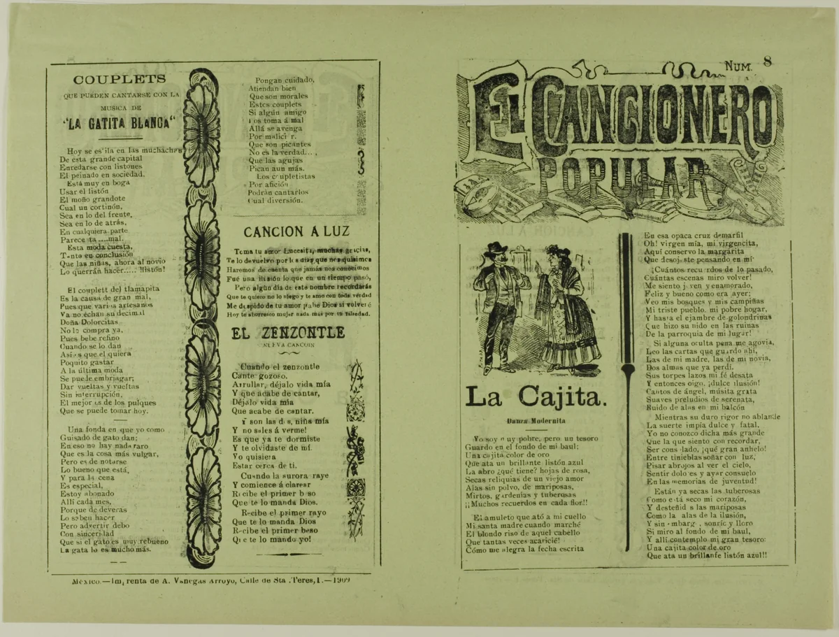 El cancionero popular, num. 8 (The Popular Songbook, No. 8) by José Guadalupe Posada, print, 1871-1913