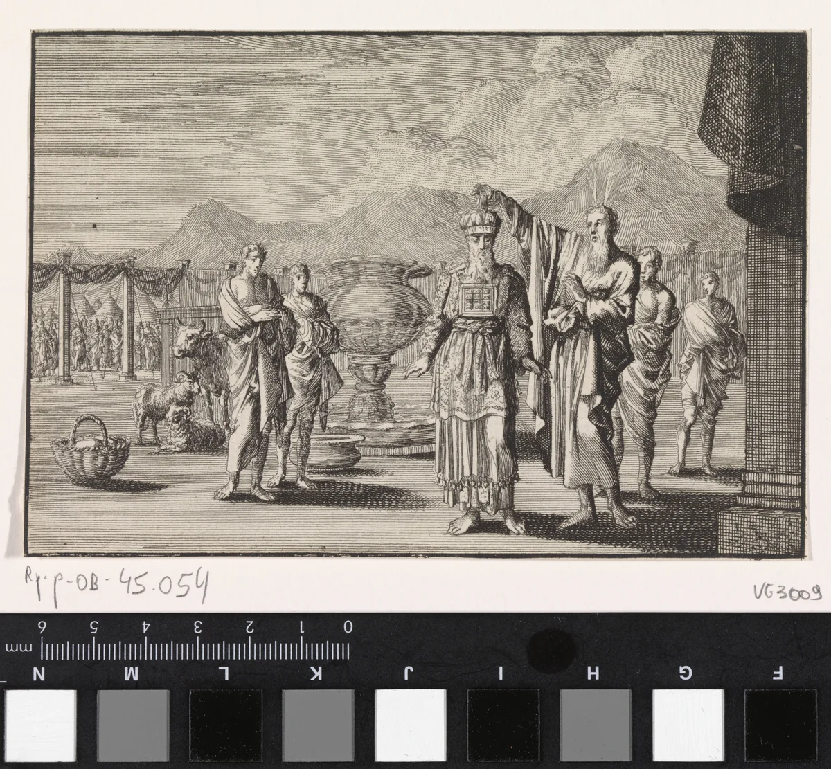 Aäron en zijn vier zonen als priester gewijd by Jan Luyken, print, 1703