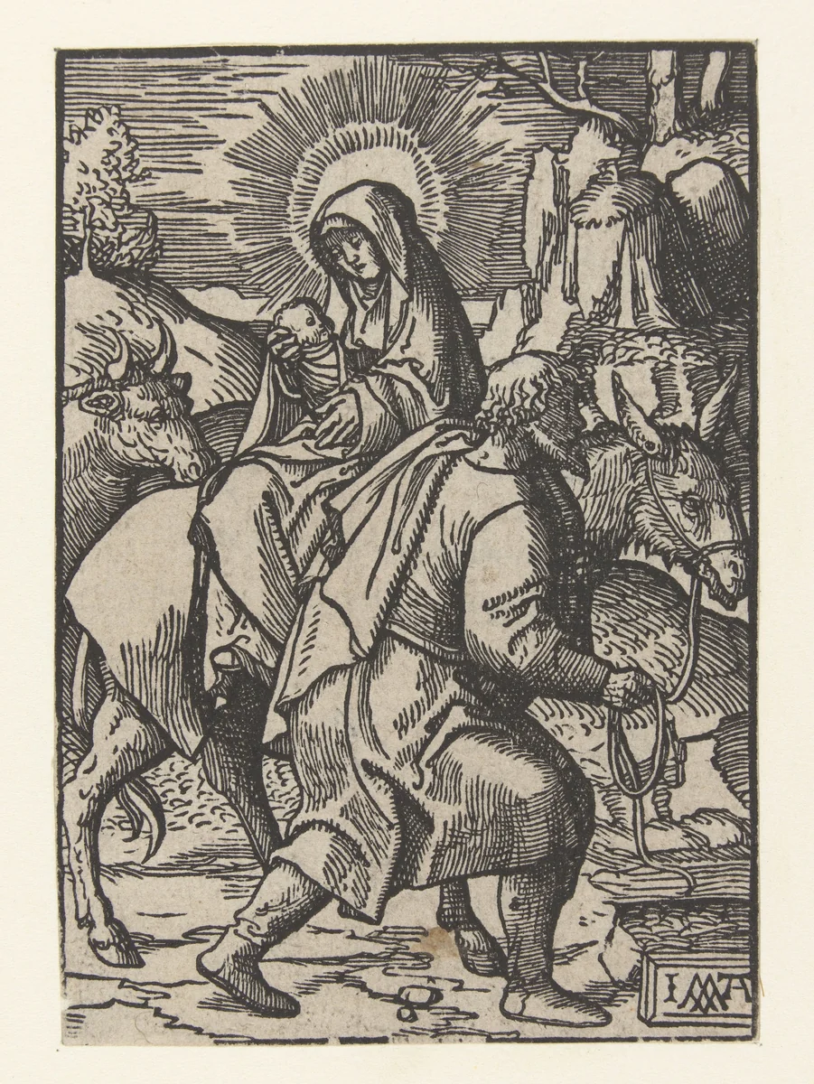 Vlucht naar Egypte by Unknown, print, 1520-1521