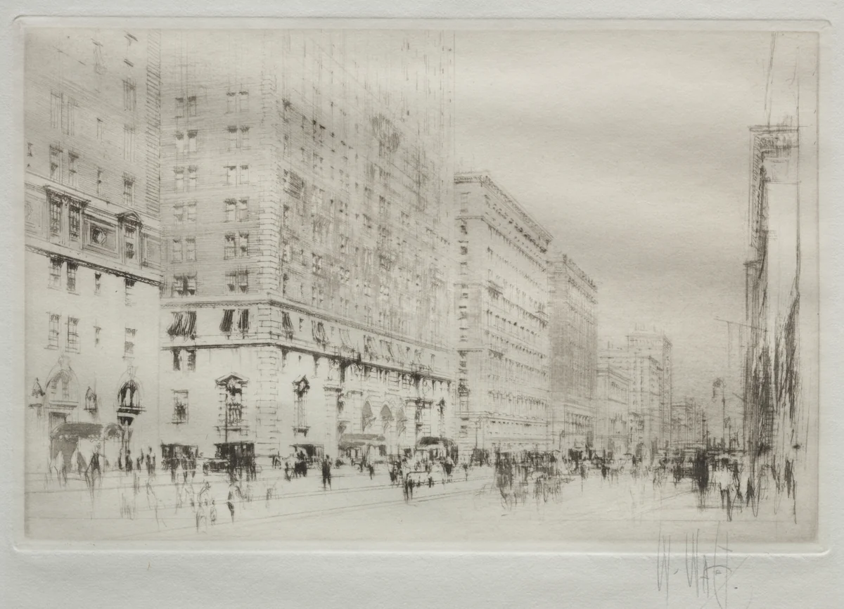 Park Avenue, New York by William Walcot, print, 1923