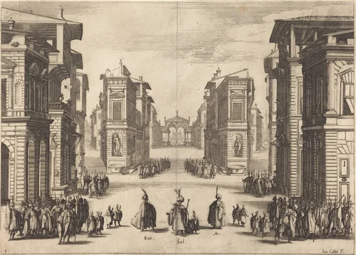 Il Solimano, Act I by Jacques Callot, print, 1620