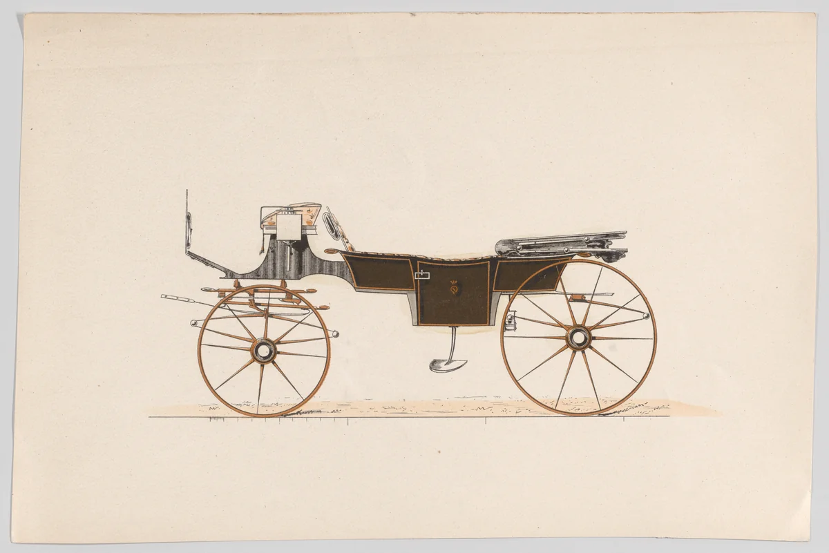 Design for Vis-A-Vis/Sociable Carriage by anonymous, print, 1865-1875