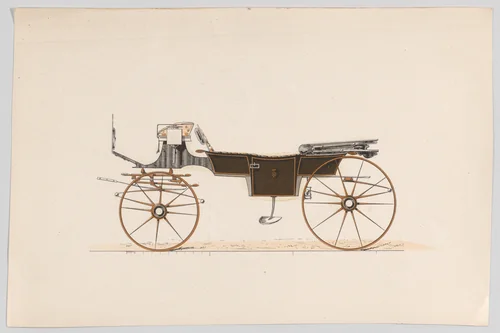 Design for Vis-A-Vis/Sociable Carriage by anonymous, print, 1865-1875