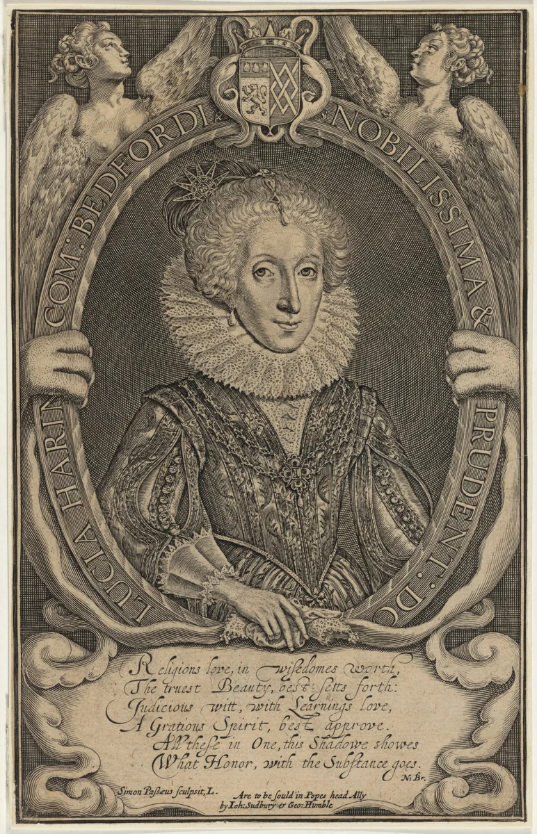 Lucia Harrington, Countess of Bedford by Simon van de Passe, print, 1595-1647