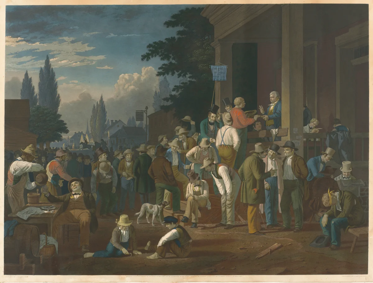The County Election by John Sartain; George Caleb Bingham, print, 1854