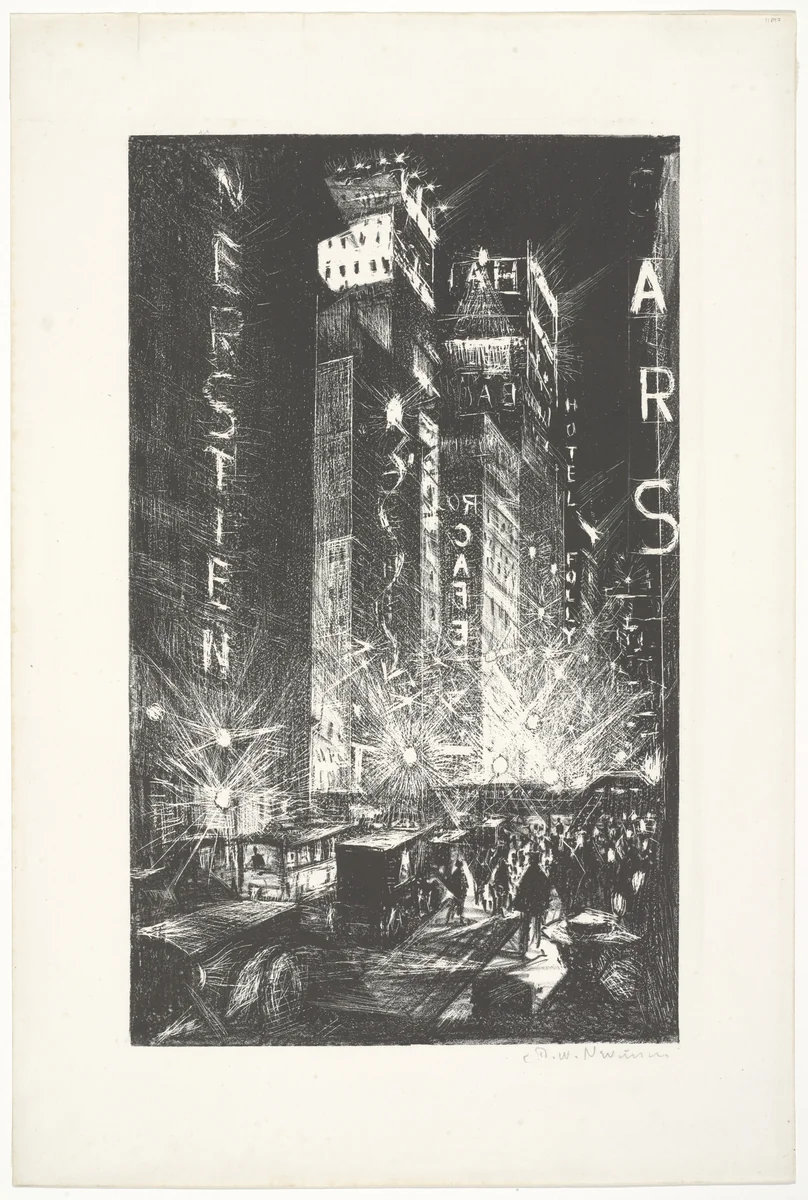 Great White Way by Christopher Richard Wynne Nevinson, print, 1920